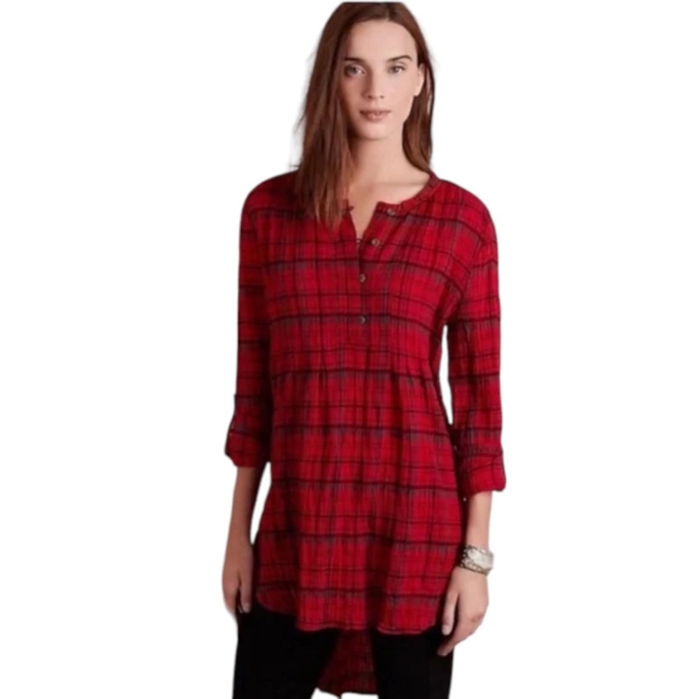 Anthropologie | Holding Horses | Halfpenny Tunic in Red Plaid Size XS‎